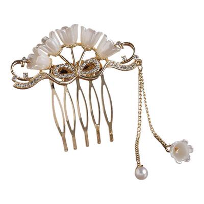 新中式国风铃兰花流苏发梳高级感