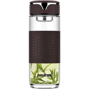 新家园单层玻璃杯子加厚防烫耐热高档隔热滤网男士大容量水杯隔热