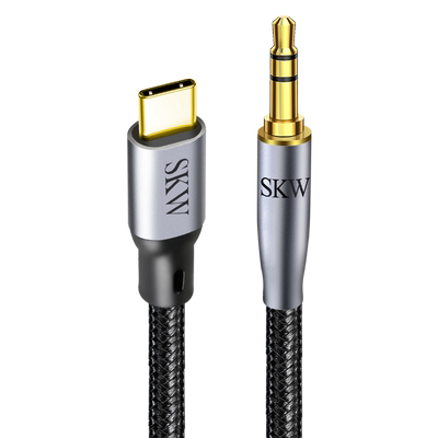 SKW发烧镀银type-c转3.5音频线