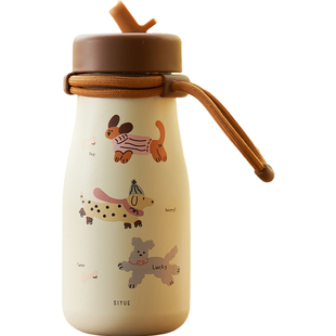 April 吸管保温杯女高颜值女生便携可爱保温水杯大容量不锈钢杯子