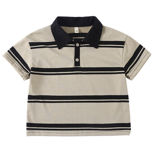 儿童夏季套装男童条纹短袖2025新款宝宝洋气女童T恤连衣裙兄妹装