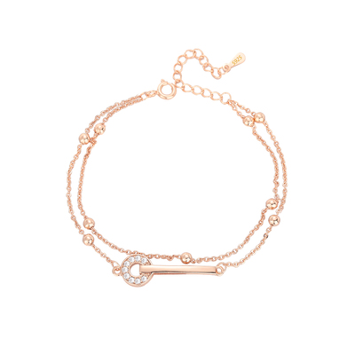 双层叠戴几何设计感纯银闺蜜手链