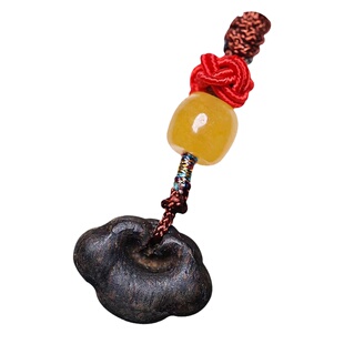 天然文莱黑棋楠手机链吊坠保真老奇楠沉香雕刻平安锁迷你成品挂件