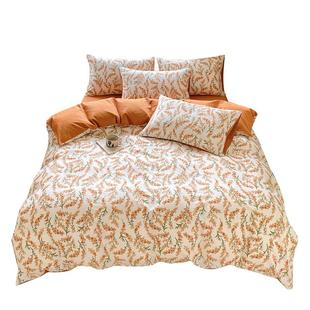 无印良品磨毛纯棉四件套秋冬季加厚全棉费尔岛风床单被套床笠款