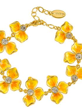 【南法风情】黄色花朵珐琅手链女法式轻奢小众设计感手饰品夏礼物