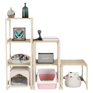 猫砂盆上方置物架猫爬架多层阳台落地式实木花架层架扫地机架定制