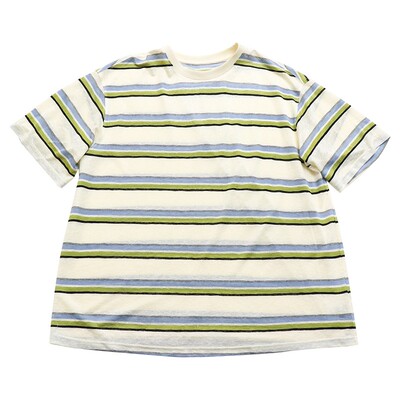 柔垂棉感纯色条纹圆领宽松T恤