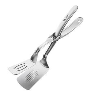 304不锈钢加长煎鱼铲夹加厚二合一翻炸鱼神器家用煎牛排夹食品夹