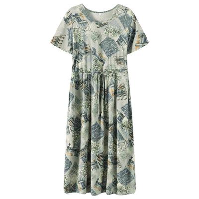 中年女士妈妈连衣裙绵绸洋气时尚