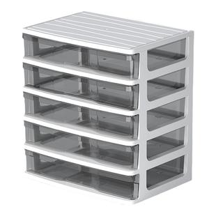 抽屉式收纳柜桌面透明多层工位杂物整理置物架办公室a4文件收纳盒