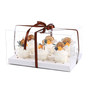 纸杯蛋糕包装盒4粒6粒透明杯子蛋糕包装盒马芬杯打包盒甜品蛋糕盒