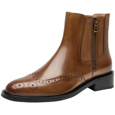 BeauToday切尔西靴布洛克花纹