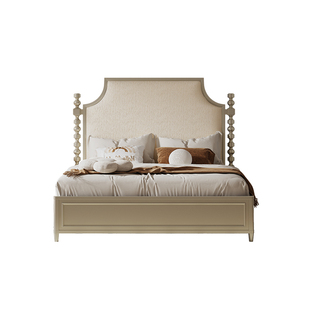 简菲娜美式轻奢真皮朱莉冰柱床法式软包主卧1米8大床实木床双人床