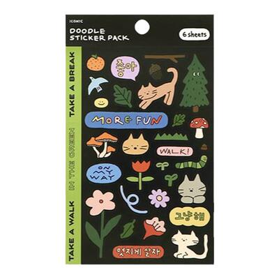 iconic猫咪卡通无痕可移装饰贴纸