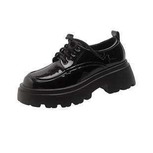 牛皮版~真皮厚底单鞋小皮鞋女日系学院风显瘦气质百搭英伦乐福鞋