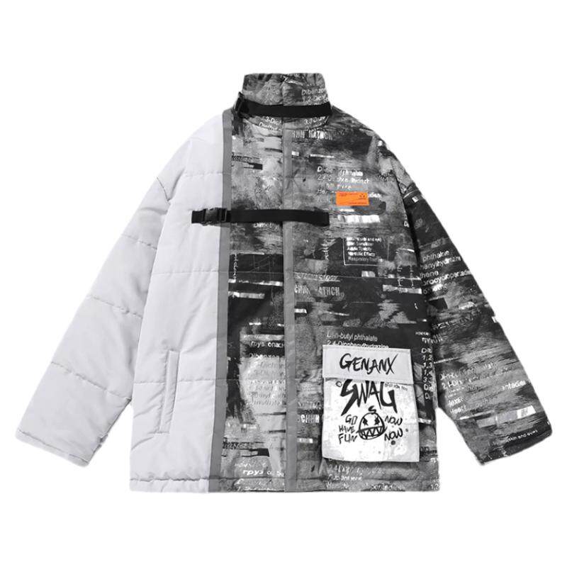 正品潮牌genanx工装风织带棉服