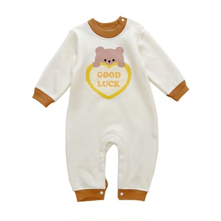 男童加绒哈衣宝宝保暖爬爬服秋冬装新生小童加厚连体衣0-2岁外穿