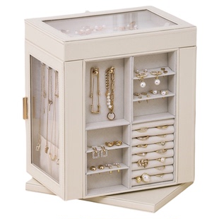 卡瑟格首饰收纳盒高档精致可旋转大容量首饰盒戒指耳钉项链收纳盒