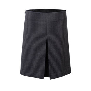 PynkiSwear 格纹/深灰色条纹低腰A字半身裙工字褶显瘦高智中裙女