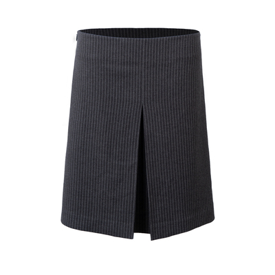 PynkiSwear 格纹/深灰色条纹低腰A字半身裙工字褶显瘦高智中裙女