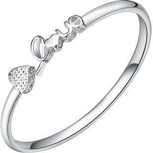 银手镯2025新款女孩9999纯银手镯轻奢小众开口实心银镯子新年礼物