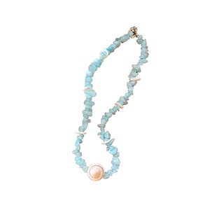 治愈系蓝~贝壳海星蓝色串珠项链女小众设计感锁骨链春夏海边配饰