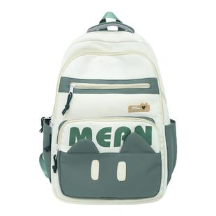 书包初中女生ins小众高颜值高中大容量小学生五六年级绿色双肩包