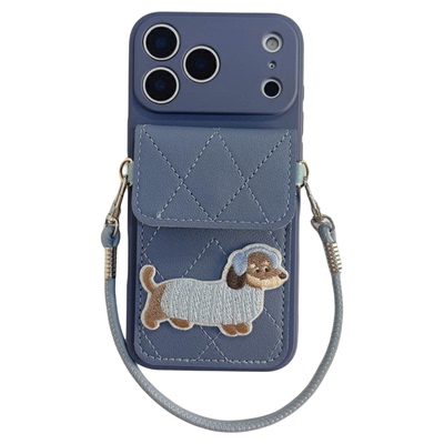 可爱耳机刺绣狗狗卡包适用小米17/15/14/13手机壳手绳pro高级感红米note15R/12/11斜跨K70女K60挂绳K50保护套