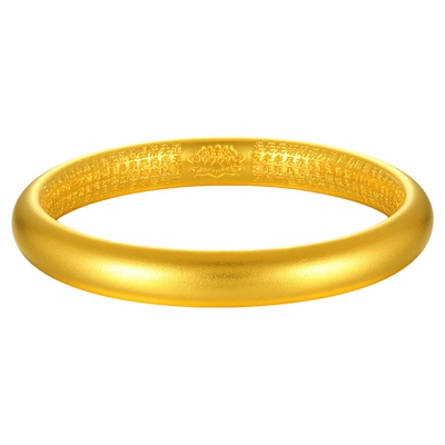 古法莲花心经黄金手镯生日礼物