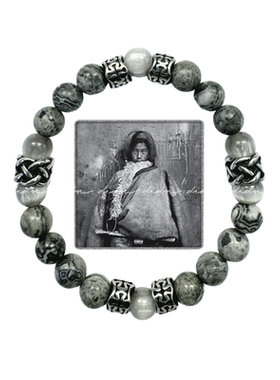 didou原创手链小众灰地图石不锈钢串珠手串高级感男女男生礼物