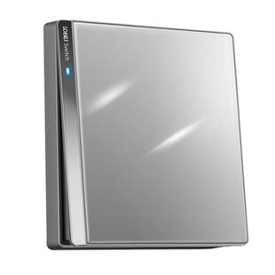 罗贝墙壁开关插座面板家用86型暗装一开五孔带led钢化玻璃太空灰