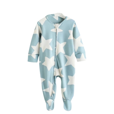 英国NEXT进口婴幼新生儿纯棉打底睡衣星星哈衣男宝包脚拉链连体衣