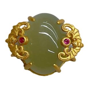 古法金925纯银DIY饰品配件镶嵌和田玉手牌花牌隔珠手工串珠编绳