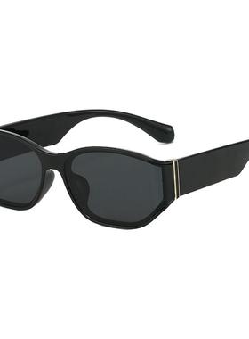 复古高级感曲面屏设计猫眼白色框墨镜女款防紫外线方圆脸太阳眼镜