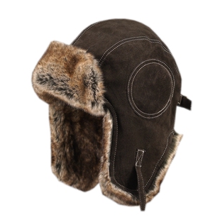 新款真皮雷锋帽飞行员护耳棉帽冬天户外保暖东北毛帽子男女韩版潮