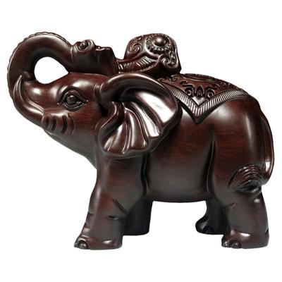 大象祝福新古典客厅黑檀木雕木质