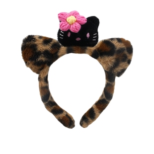 韩国儿童猫猫豹纹毛绒发箍宝宝可爱甜美公主洗脸发卡女童碎发头箍