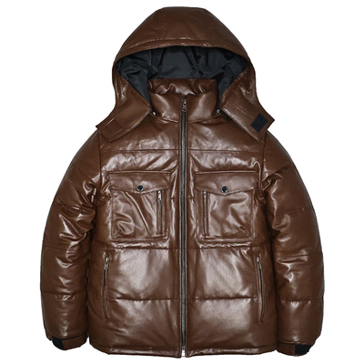 男士头层绵羊脱帽真皮羽绒防寒服
