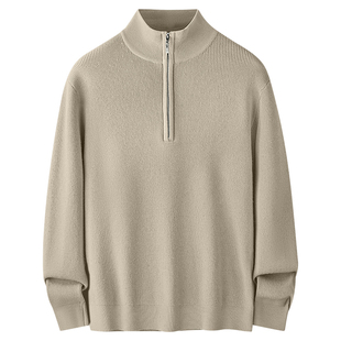 猫人针织衫羊毛莫代尔男款打底衫冬新款拉链立领宽松内搭长袖毛衣
