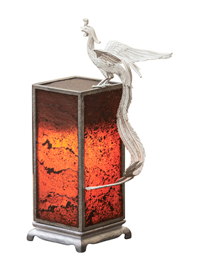 榜盛新中式银色凤凰台灯摆件