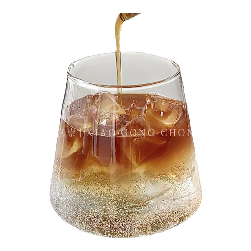 日式富士山杯玻璃杯ins风冰美式拿铁咖啡杯家用冷饮杯饮料杯水杯