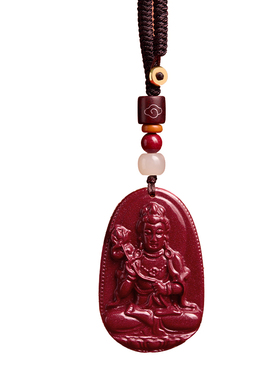 庆祥泰原矿朱砂钥匙扣男女正品官方旗舰店2026马年本命佛汽车挂件