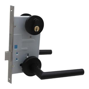 304不锈钢黑色防火门锁全套消防门锁通用型通道门锁锁芯把手锁体