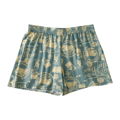 男士纯棉阿罗裤宽松男士内裤印花潮流复古高弹平角裤舒适短裤衩子