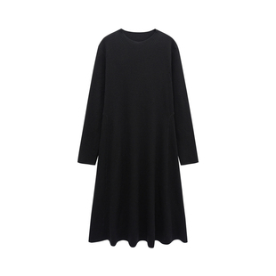 微胖的喵喵大码胖mm春装显瘦内搭黑色a字针织打底连衣裙子女2809
