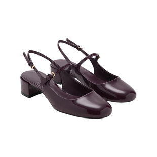 MANGO漆皮玛丽珍凉鞋女2026春夏粗跟一字带通勤单鞋套脚女士粗跟