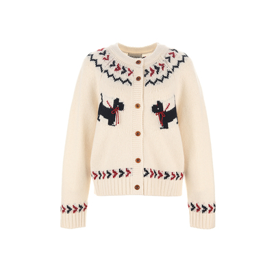 wanatry100%羊毛手工小狗开衫女