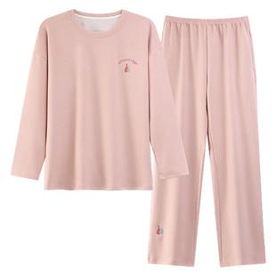 磨毛德绒睡衣女款秋冬季长袖保暖薄绒家居服简约休闲甜美少女套装