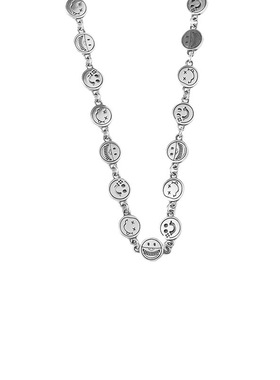 东大门韩国复古泰银小众笑脸项链