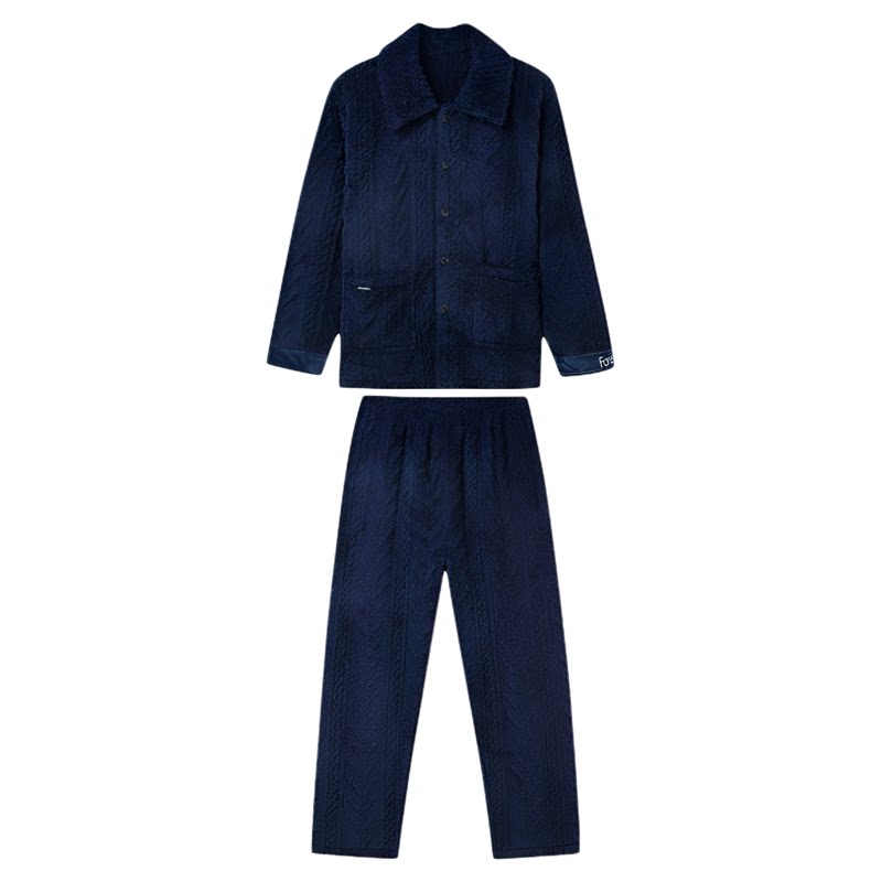 三枪法兰绒家居服套装睡衣情侣